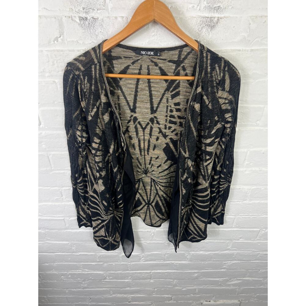 Nic + Zoe Women's Open Front Cardigan Sweater Long Sleeve Black Size Medium